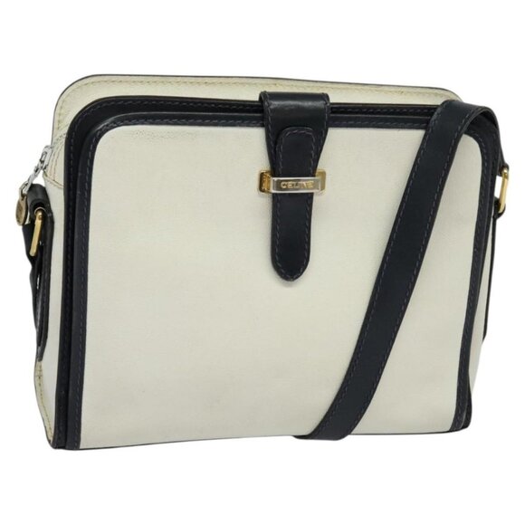 CELINE Shoulder Bag Leather White Auth BA829 - Picture 1 of 16